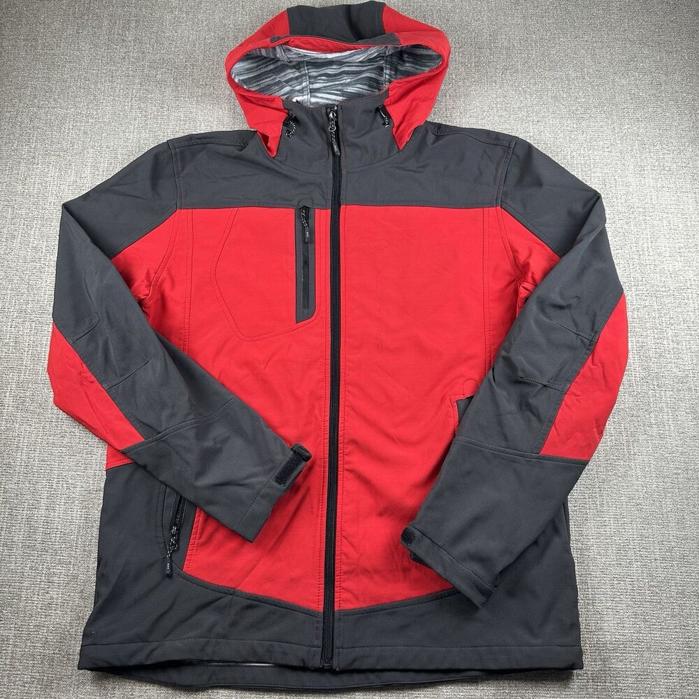 Ford Mustang Elevate Softshell Hooded Jacket Mens L Large Red Black Dealer Coat